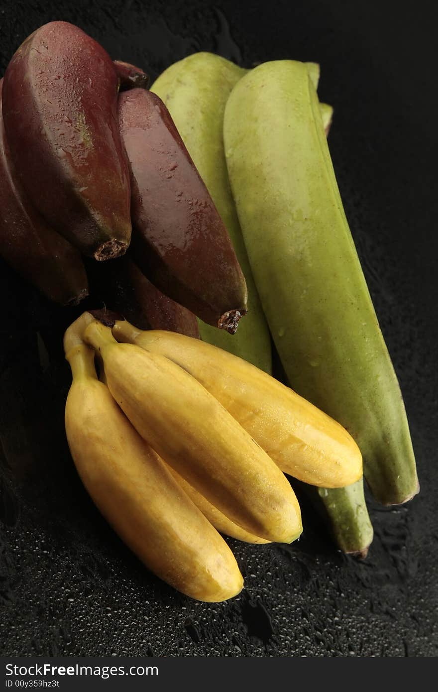 Group of bananas on black background