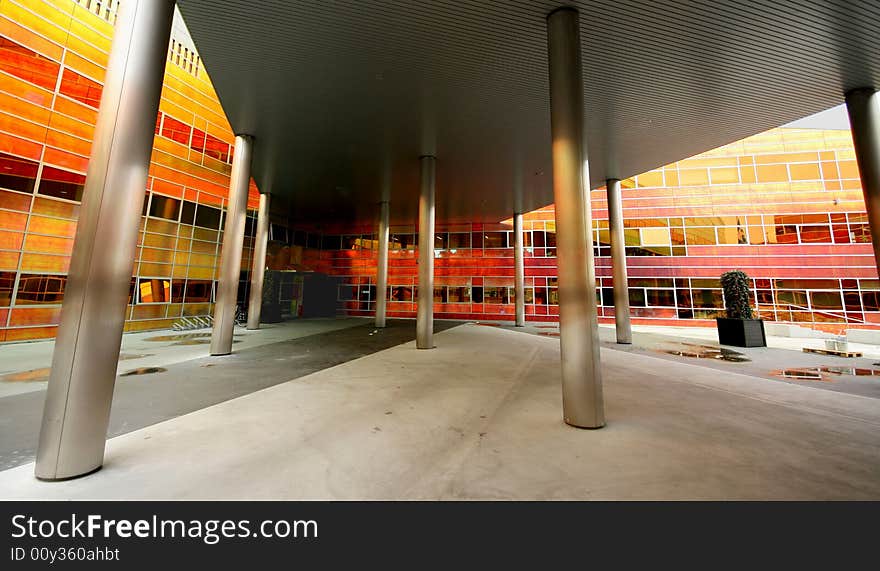 Office in Holland with special coating on the windows.