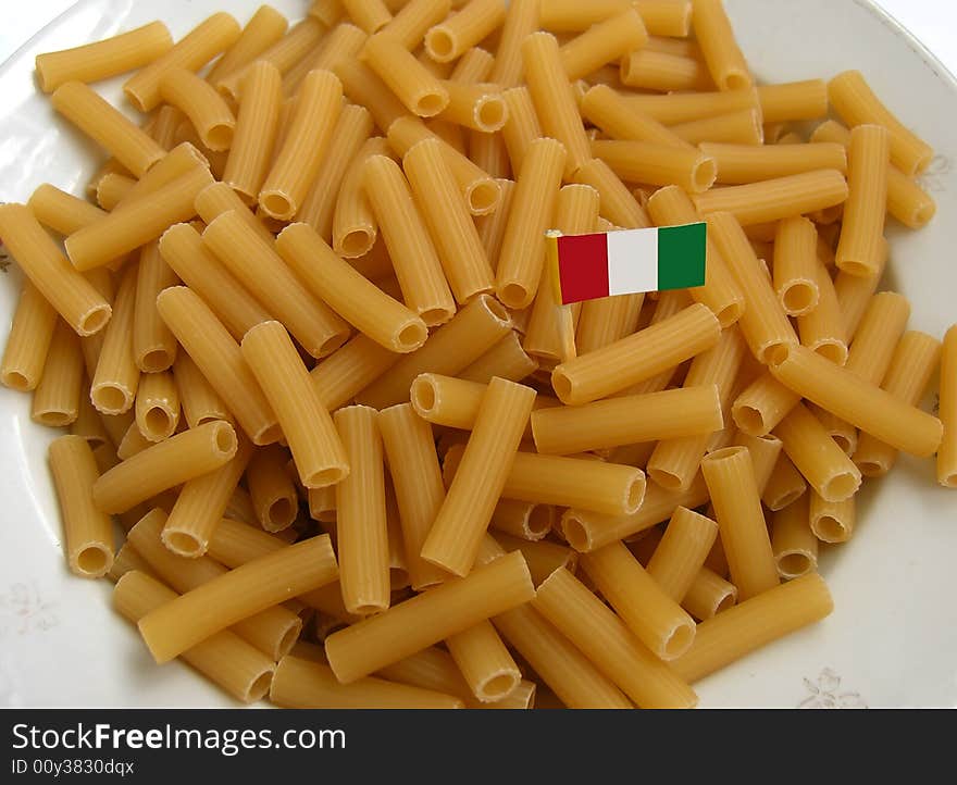 Italian pasta with italian flag. Italian pasta with italian flag.