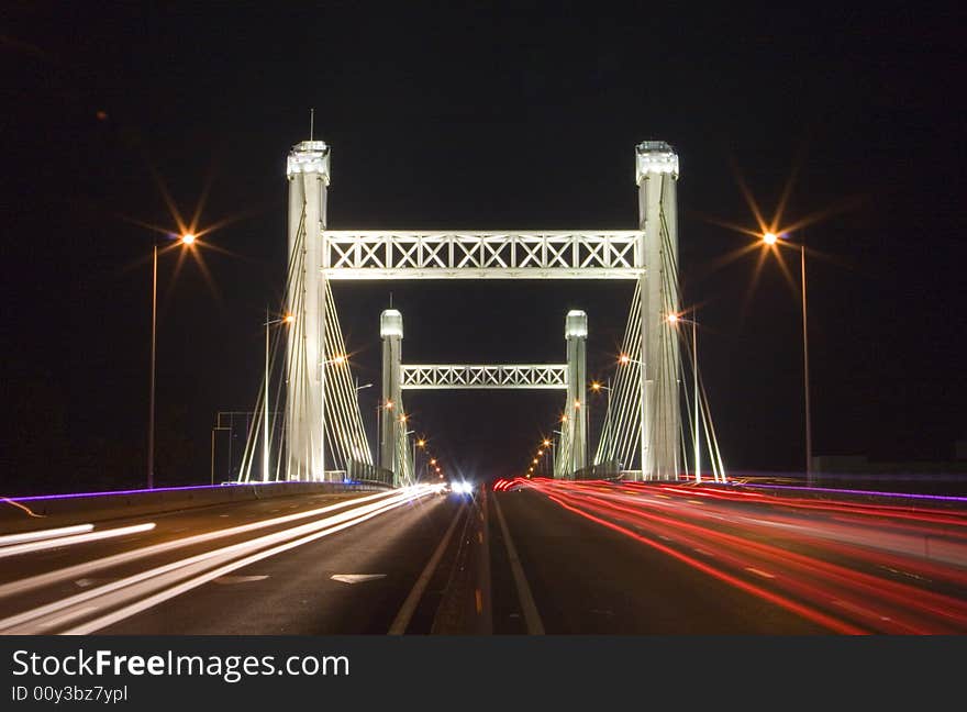 The night view of the highway bridge. The night view of the highway bridge.