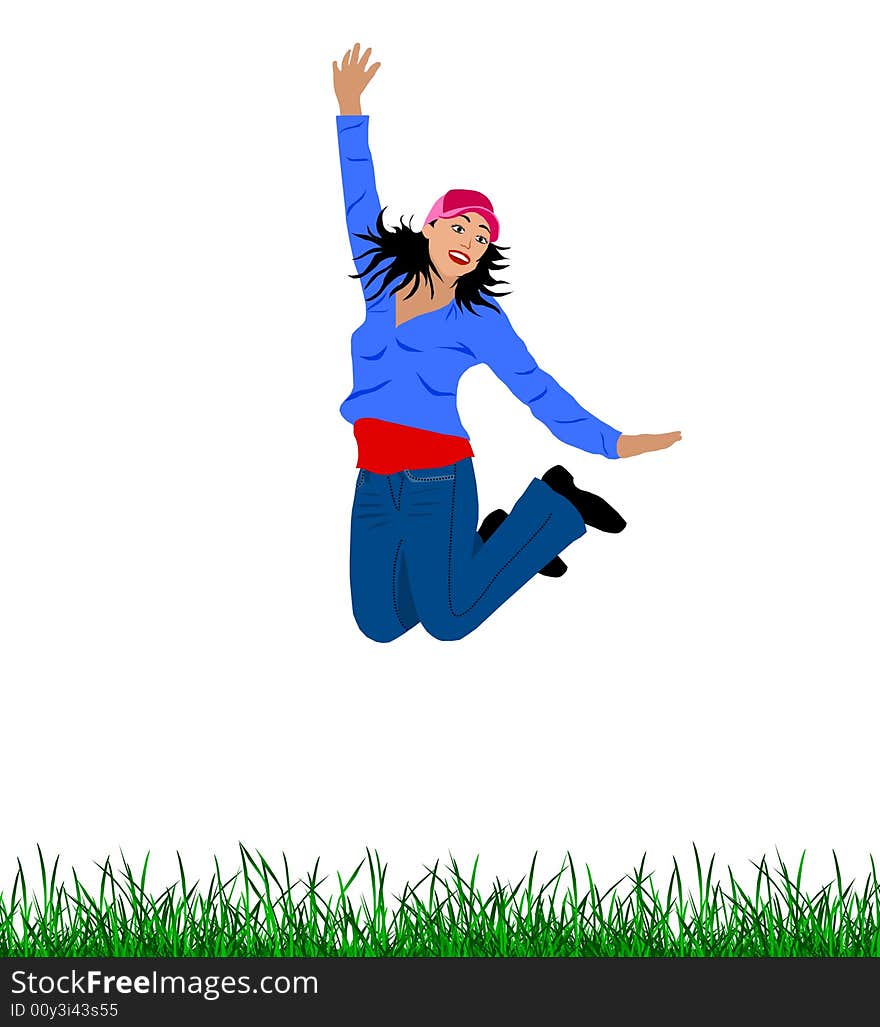 Girl is jumping for joy