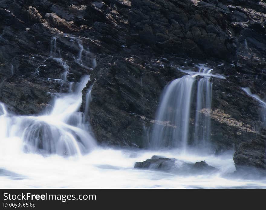 Water running off the rocks. Water running off the rocks