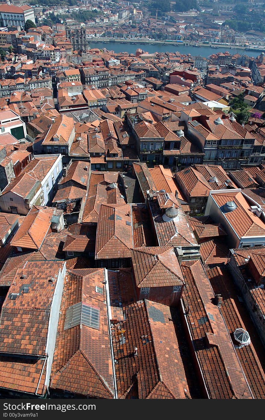 Photo of a panoramic view of Oporto city downtown. Photo of a panoramic view of Oporto city downtown