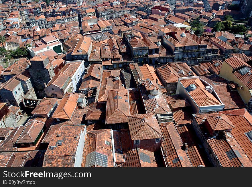 Photo of a panoramic view of Oporto city downtown. Photo of a panoramic view of Oporto city downtown