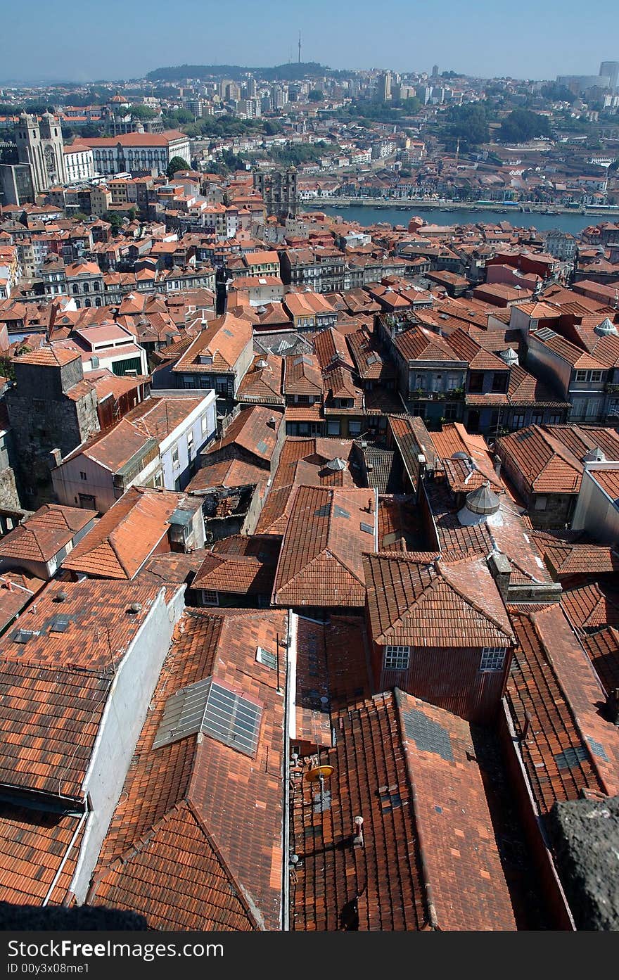 Photo of a panoramic view of Oporto city downtown. Photo of a panoramic view of Oporto city downtown