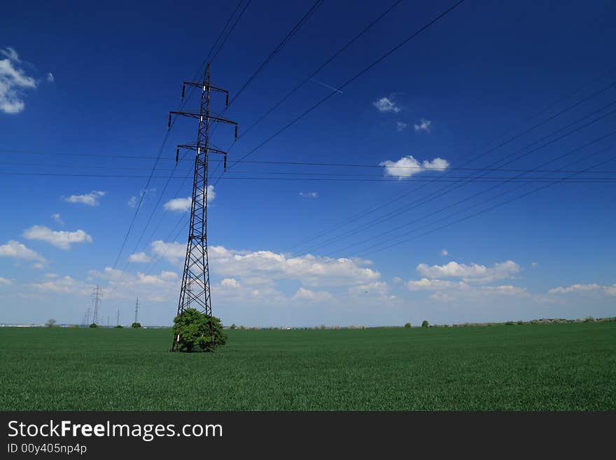 Electricity grid at Prague's suburbs. Electricity grid at Prague's suburbs.