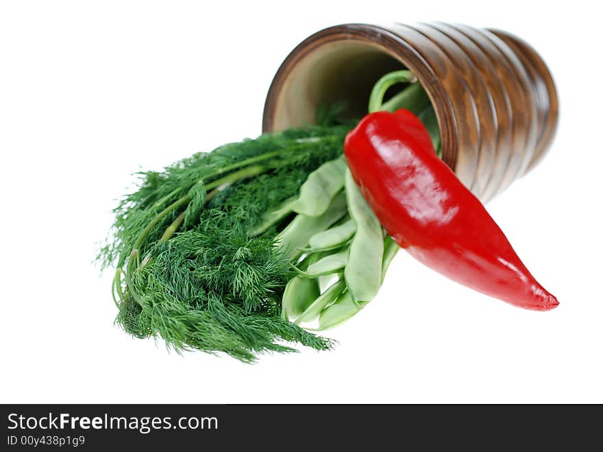 Green beans, red pepper and dill