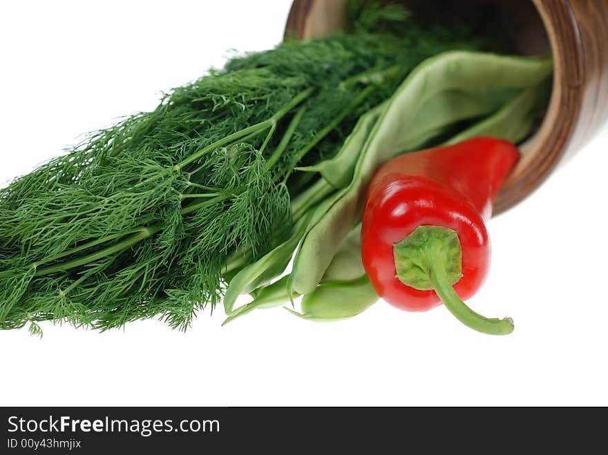 Green beans, red pepper and dill