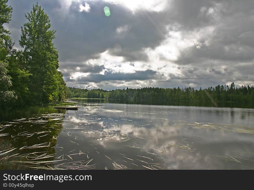 Misty lake