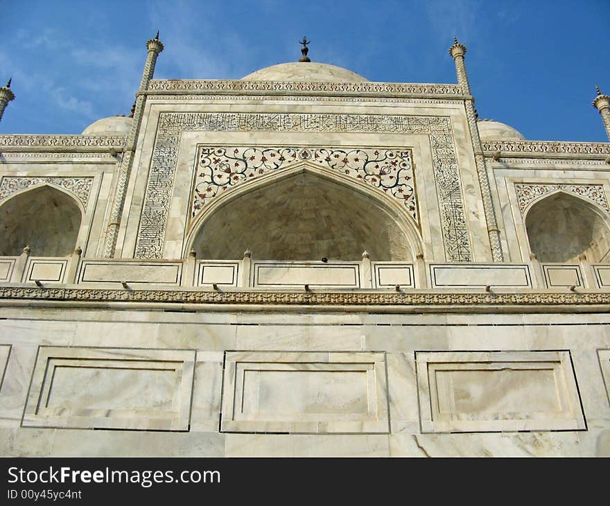 A close up view the Taj Mahal in India. A close up view the Taj Mahal in India.