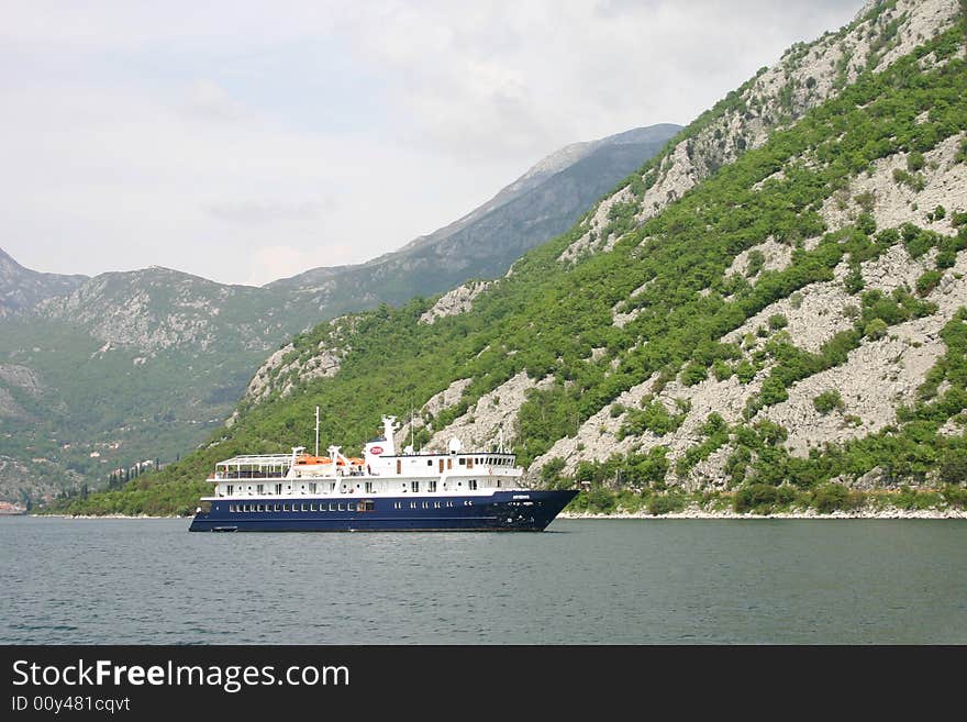 Cruise ship visiting Montenegro. Europe