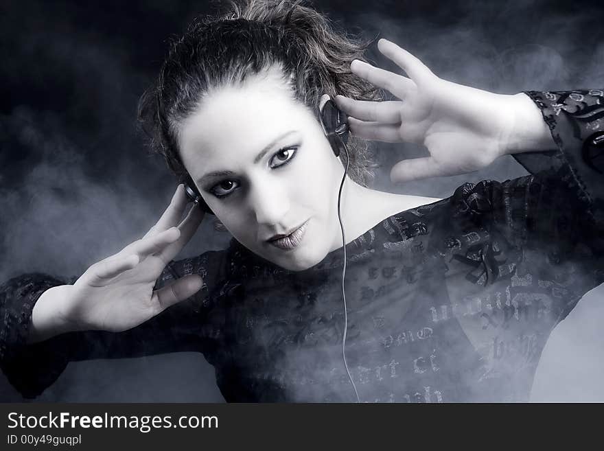 Woman With Long Curly Hair Listening