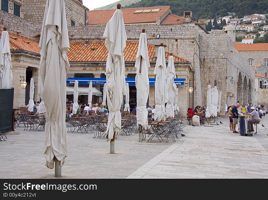 Umrellas in old part of Dubrovnik. Umrellas in old part of Dubrovnik