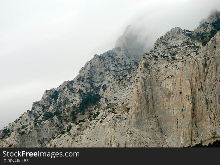 Mountains in Crimea in the overcast day