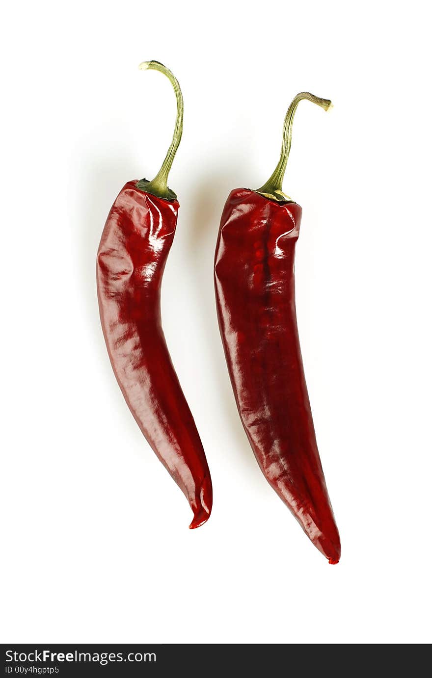 Red peppers isolated on white