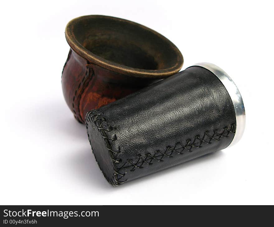 Leather and wood Mate Cups