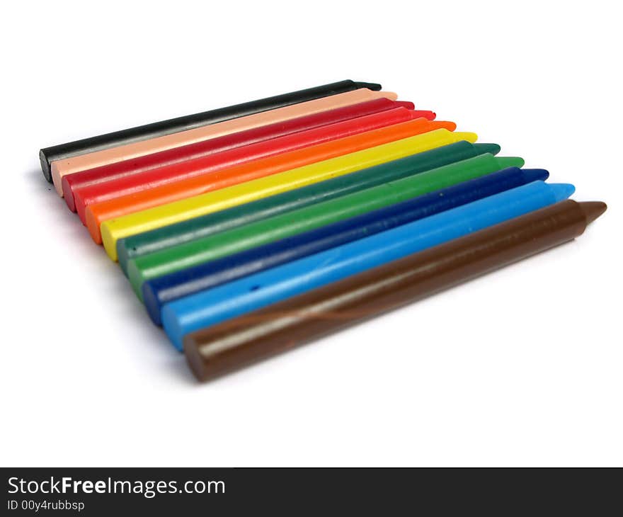 All color crayons on a white background. All color crayons on a white background