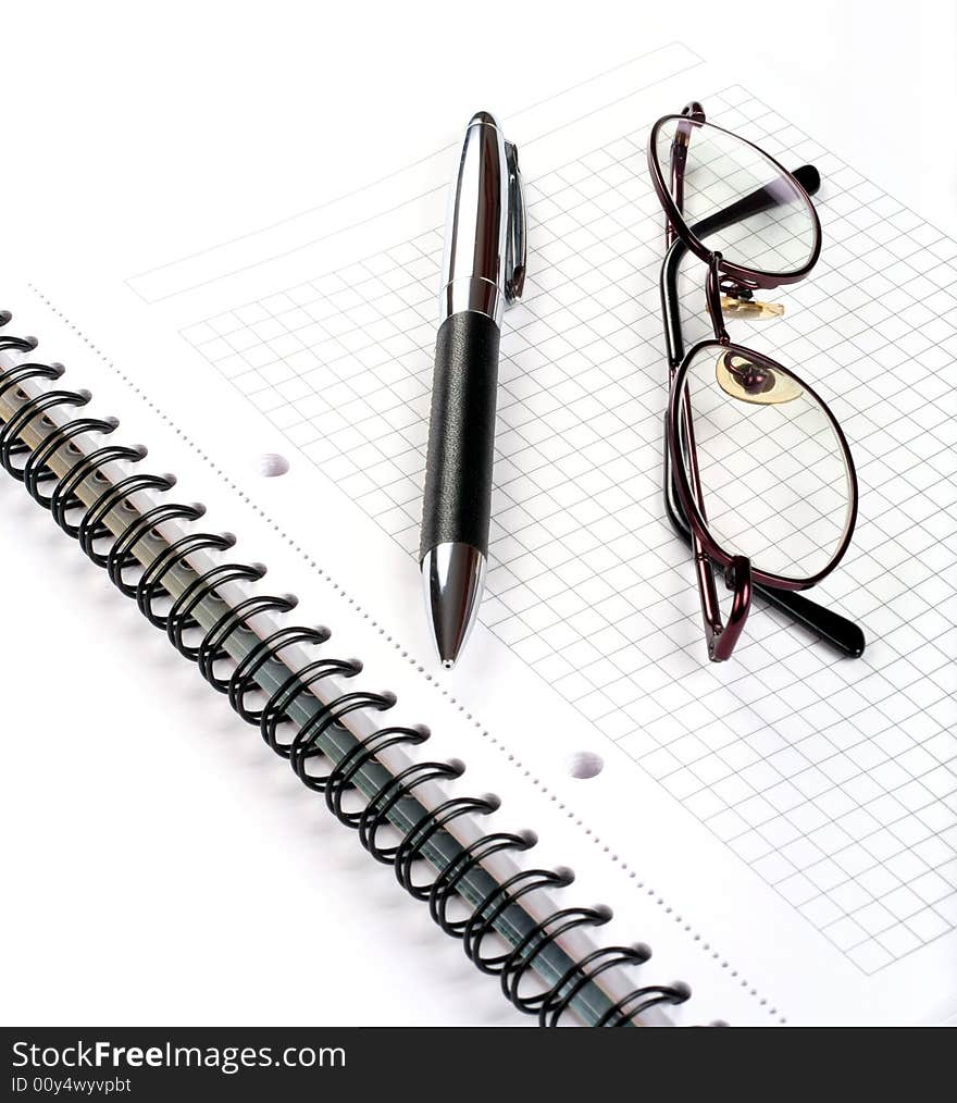 Notepad Eyeglasses And Pen