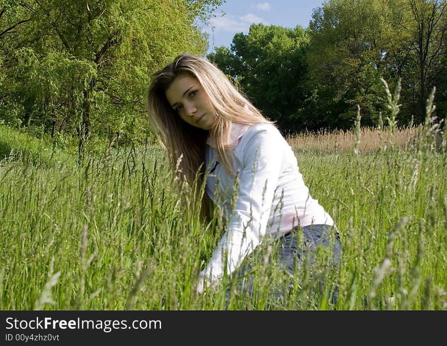 Girl On Meadow