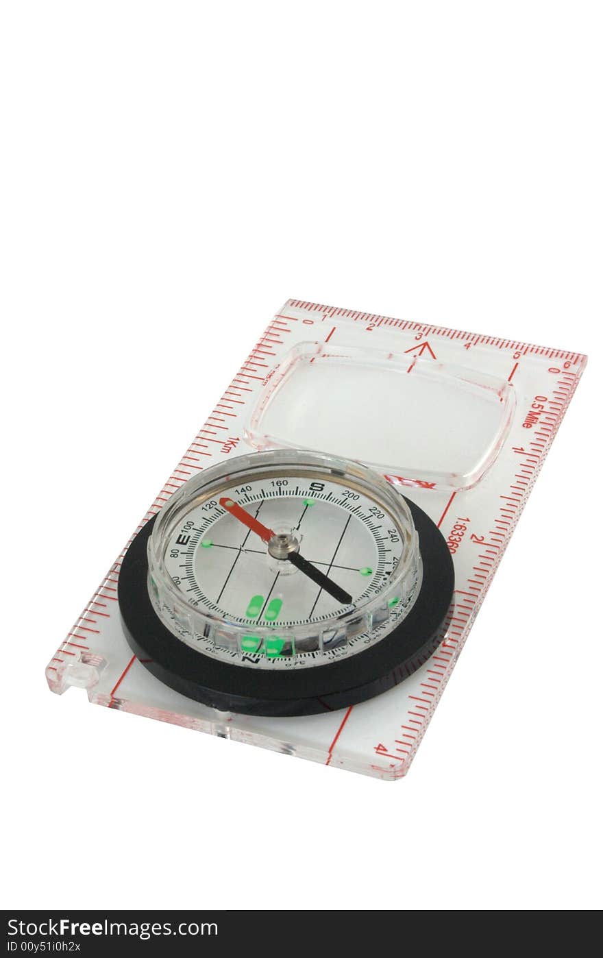 Orienting compass isolated over white