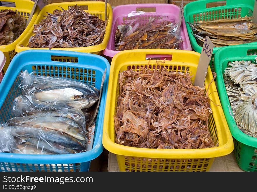 Dry fish in a Bangkok market