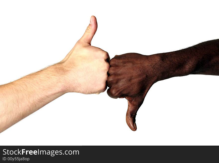 Black and white males hands. Black and white males hands