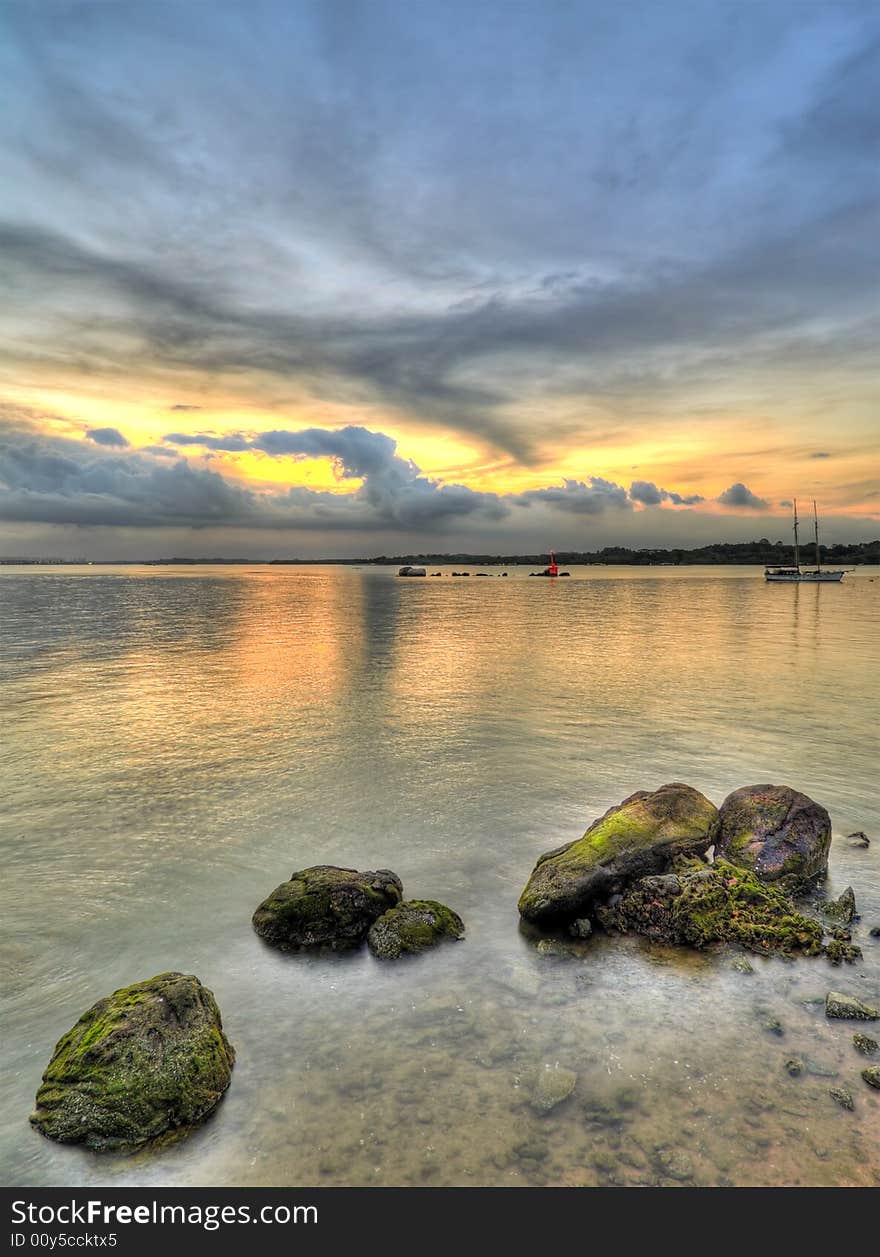 Sunset Over Rocky Beach