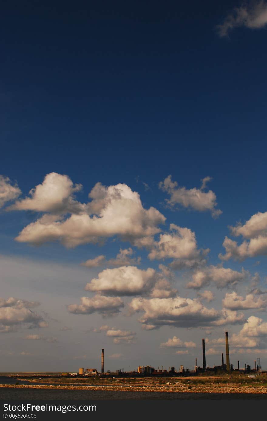 Clouds over an industrial landmark. Clouds over an industrial landmark.