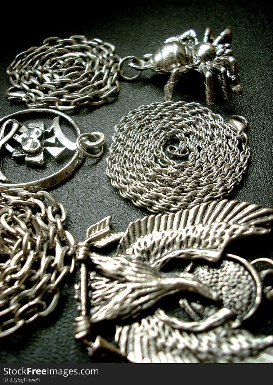 These are iron chains, metal eagle and spider