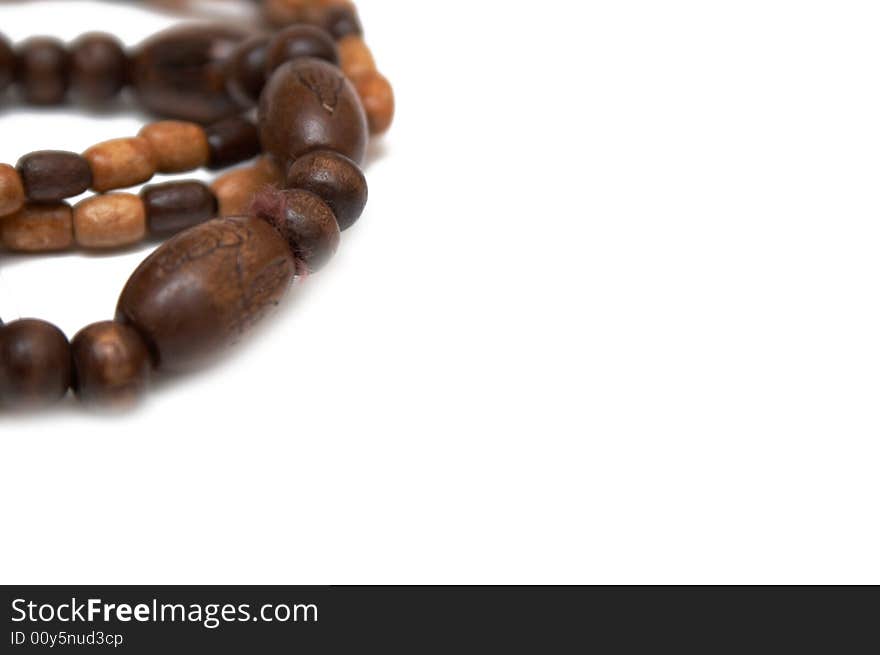 Wooden bracelet isolated on white