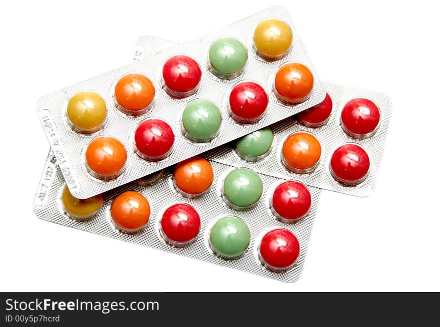 Pills isolated on the white background. Pills isolated on the white background