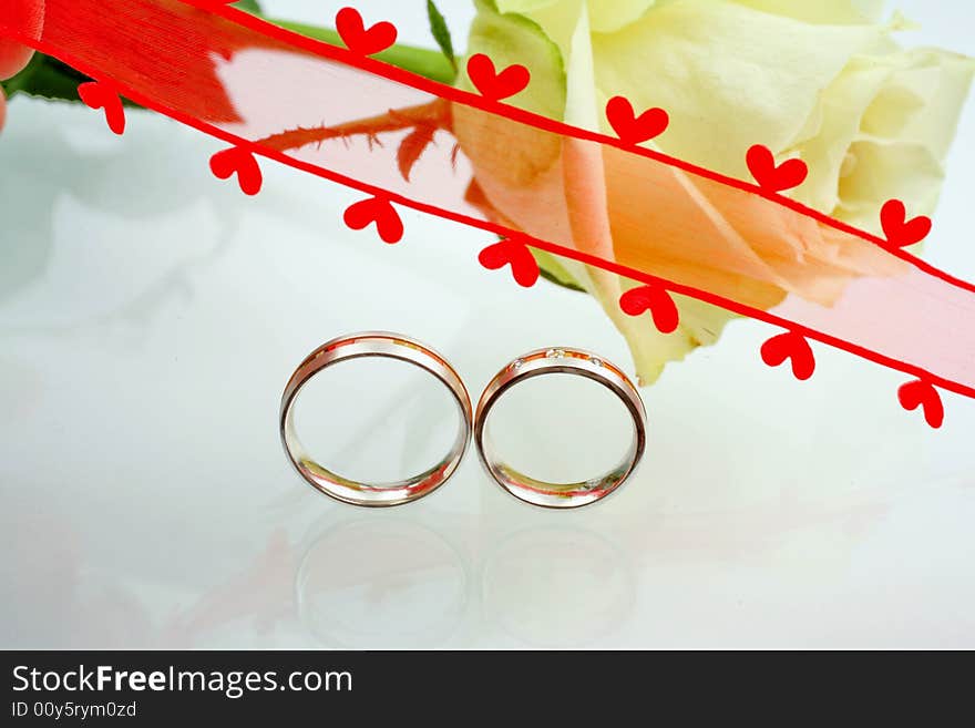 Wedding rings on a white background