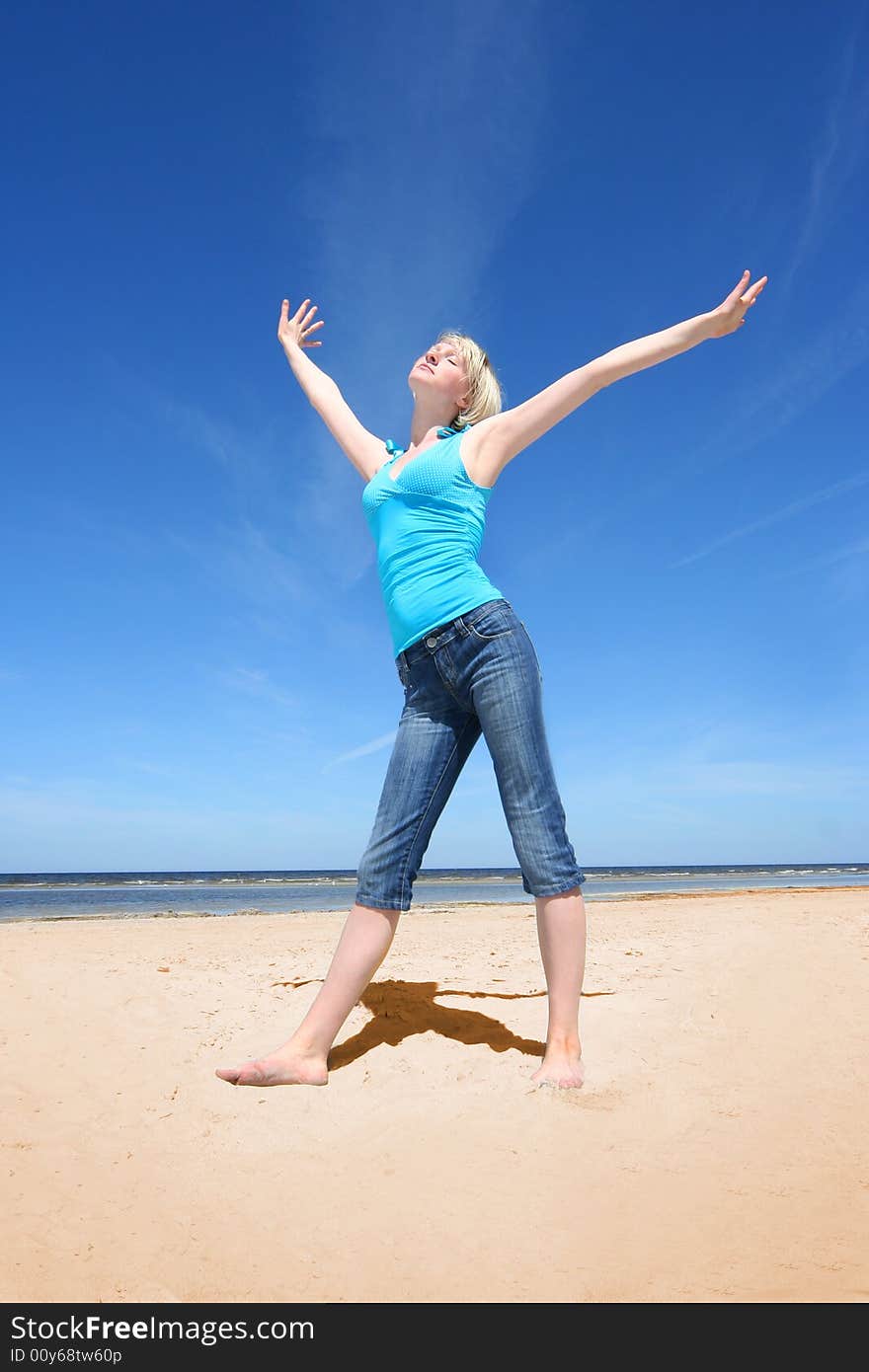 Beautiful young girl on the beach. Beautiful young girl on the beach