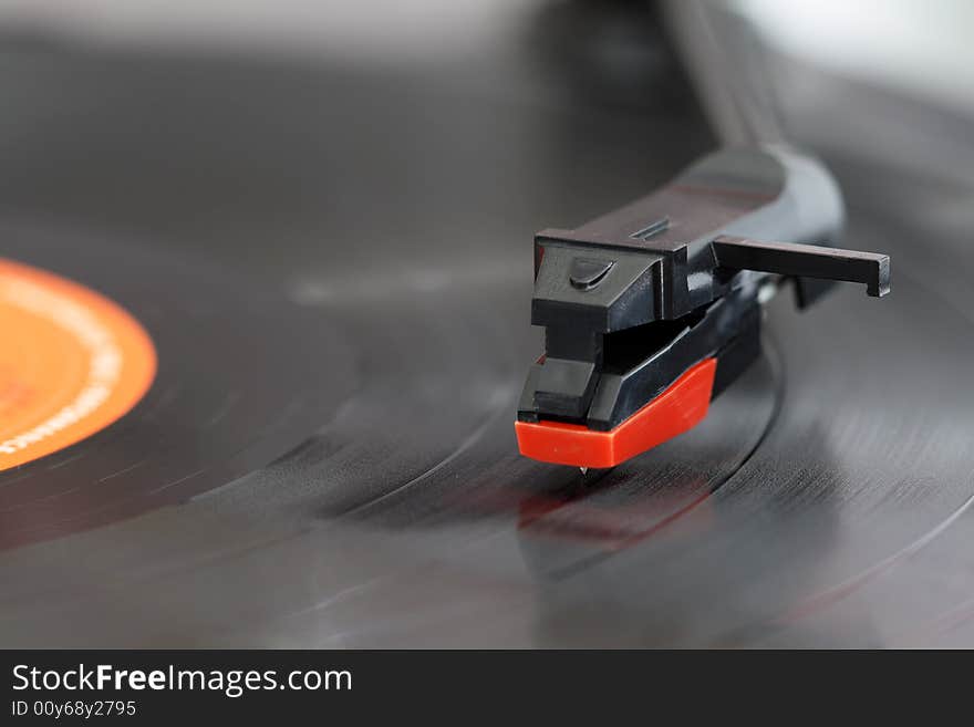 Close up of a record players needle. Close up of a record players needle