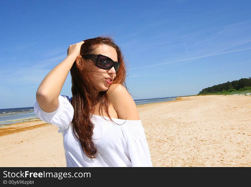 Happy young girl on the beach. Happy young girl on the beach