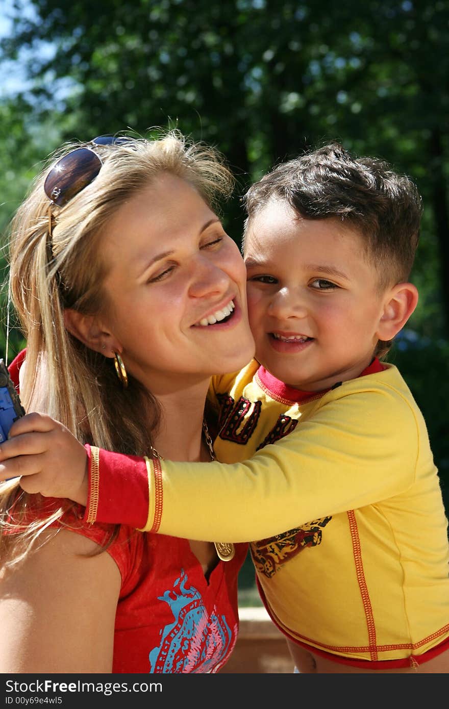 Happy mother with charming son. Happy mother with charming son