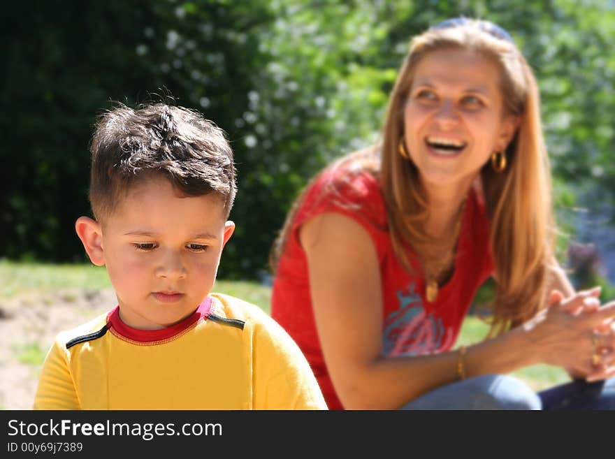 Happy mother with charming son