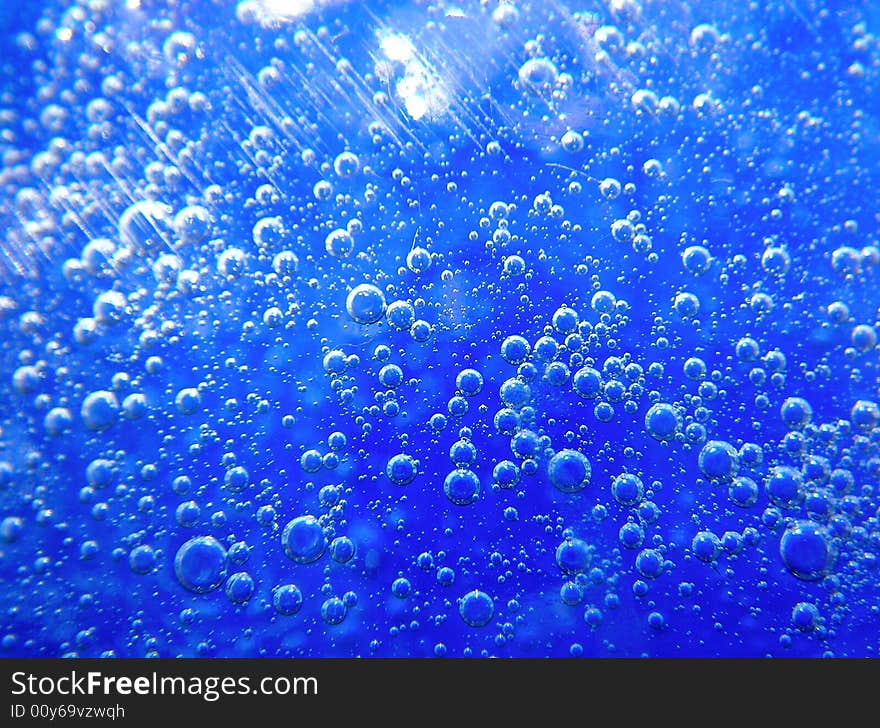 Blue liquid with air vesicles. Blue liquid with air vesicles