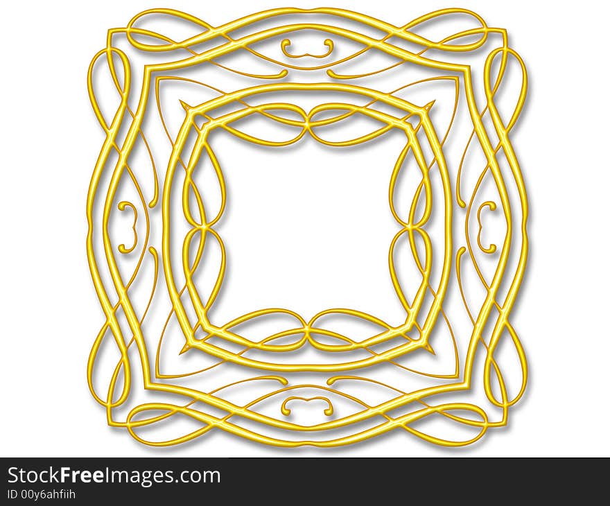 Golden frame isolated on a white background