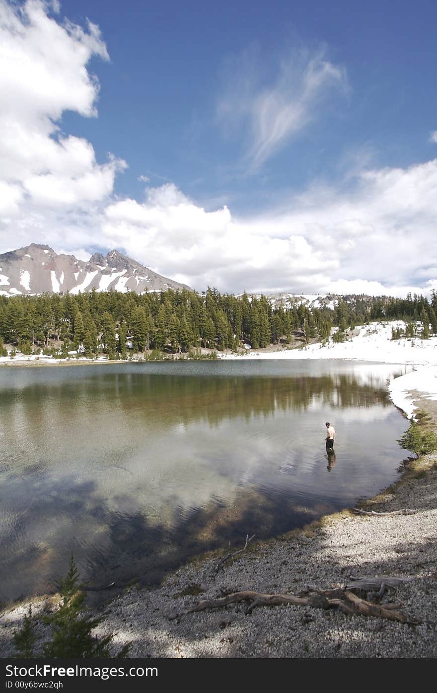 Swimming in Oregon's Green Lakes,. Swimming in Oregon's Green Lakes,