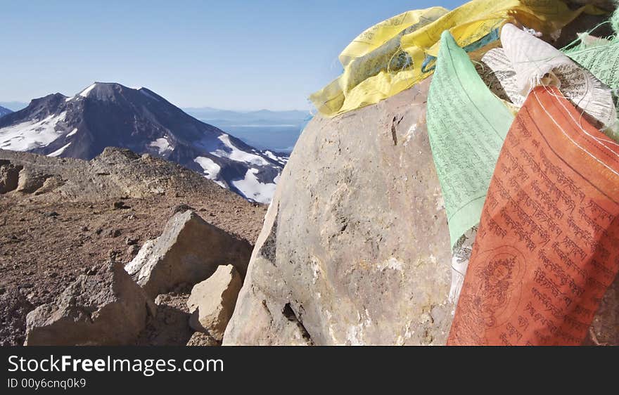 Prayer flags on the summit of Oregon's Middle Sister. Prayer flags on the summit of Oregon's Middle Sister.