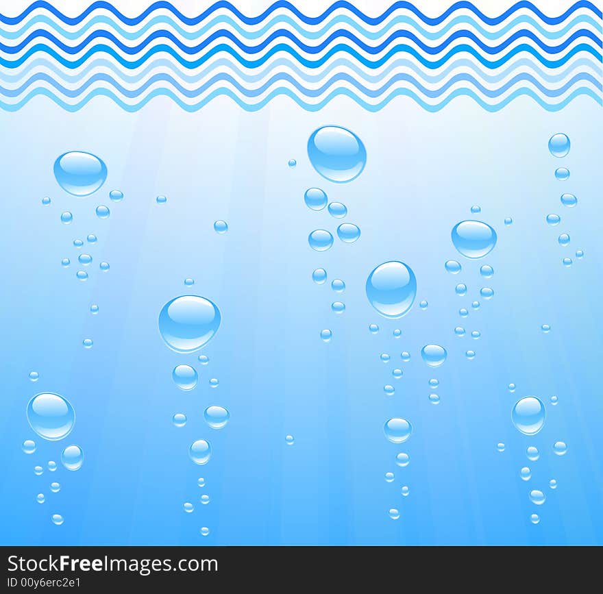 Blue water with bubbles. Vector illustration. Blue water with bubbles. Vector illustration.