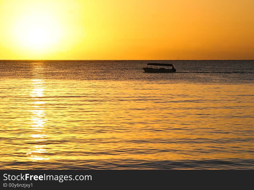 Sunset at the Mauritius island