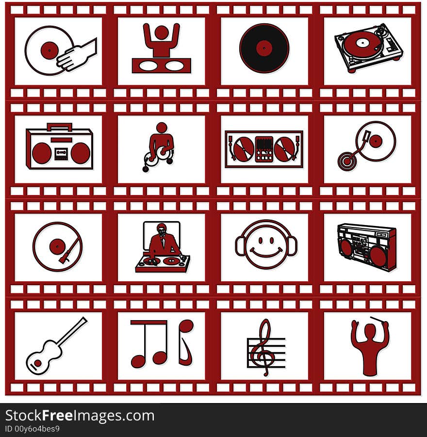 Red illustration of music icon