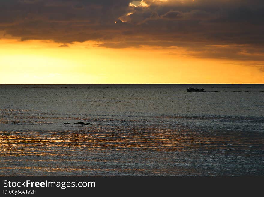 Sunset at the Mauritius island