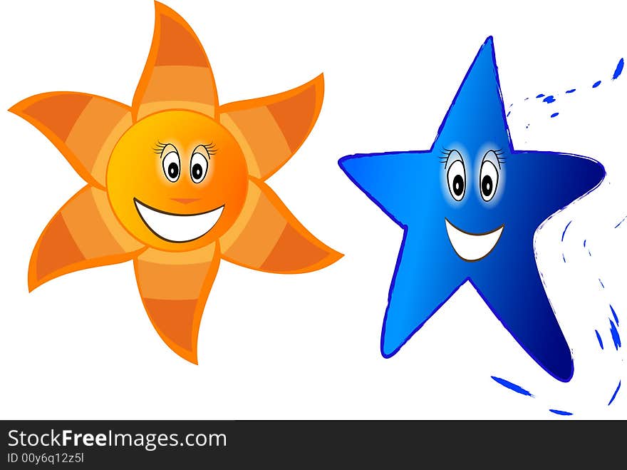 gold sun and blue star. gold sun and blue star