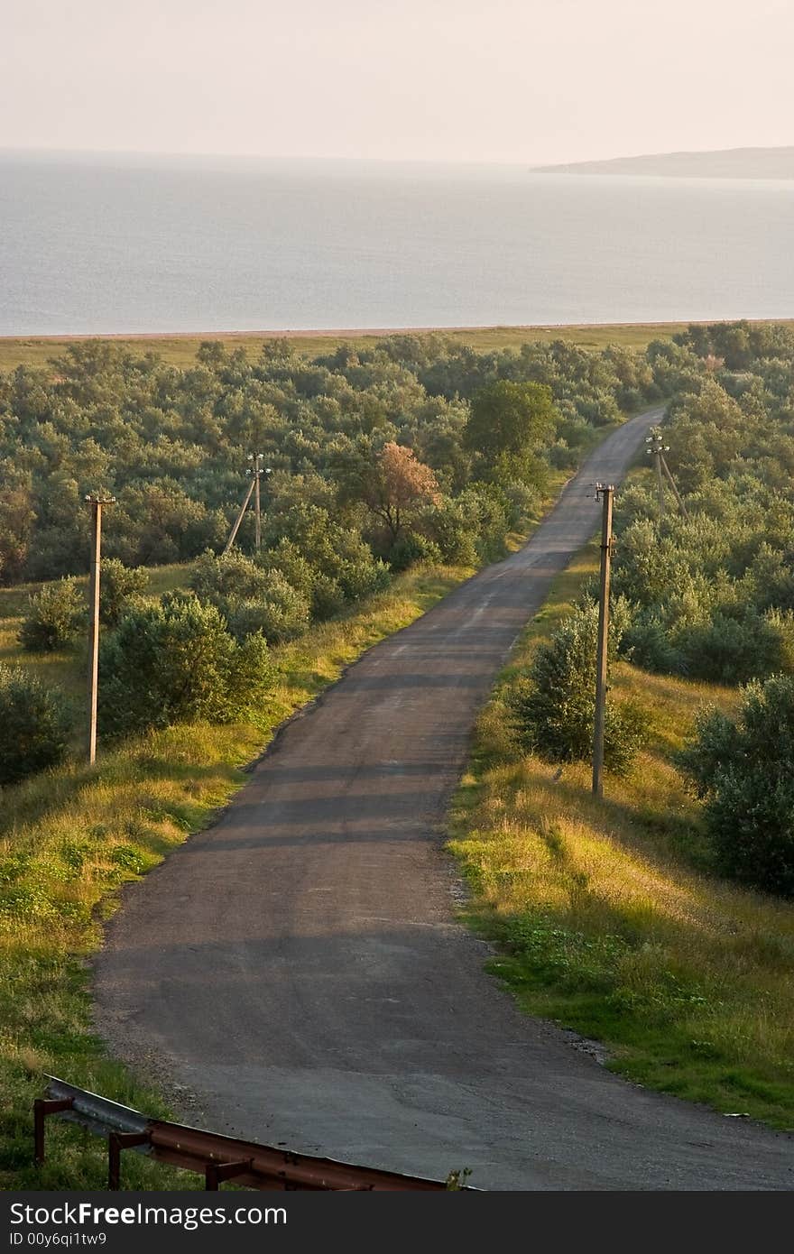 View series: landscape with road to the sea