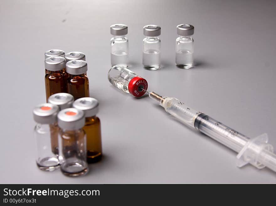 Different kinds of injectable medicine. Different kinds of injectable medicine