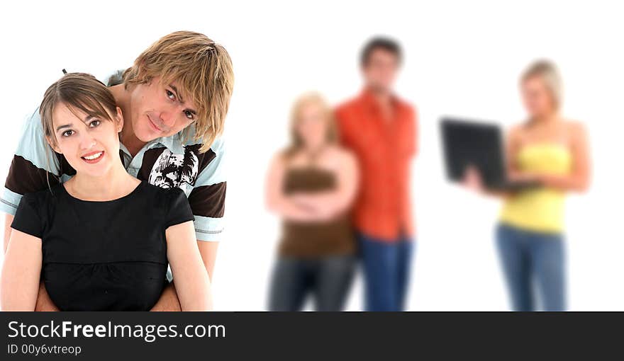 A portrait of a couple in love isolated on white