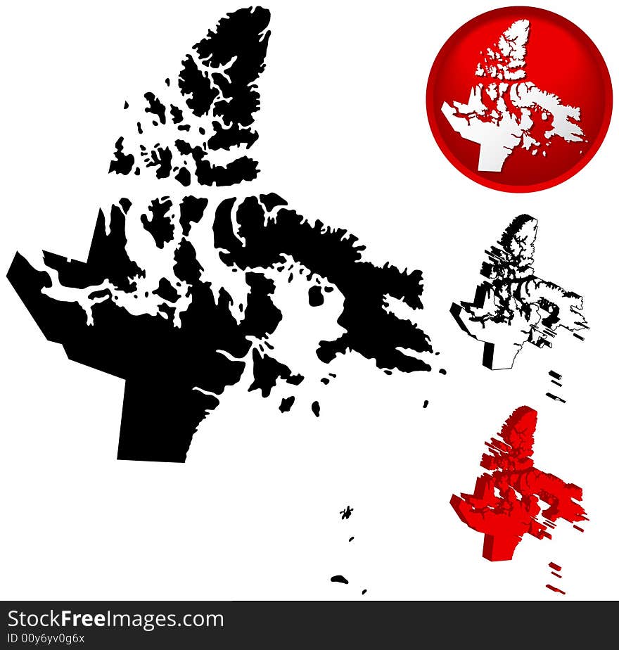 Detailed Map of Nunavut, Canada with several variations